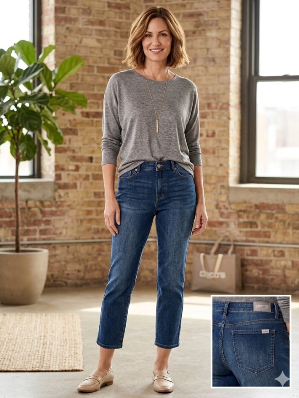 Chico's Platinum Collection Women's Size 0.5/4-6 (XS) Blue Cropped Zip Jeans